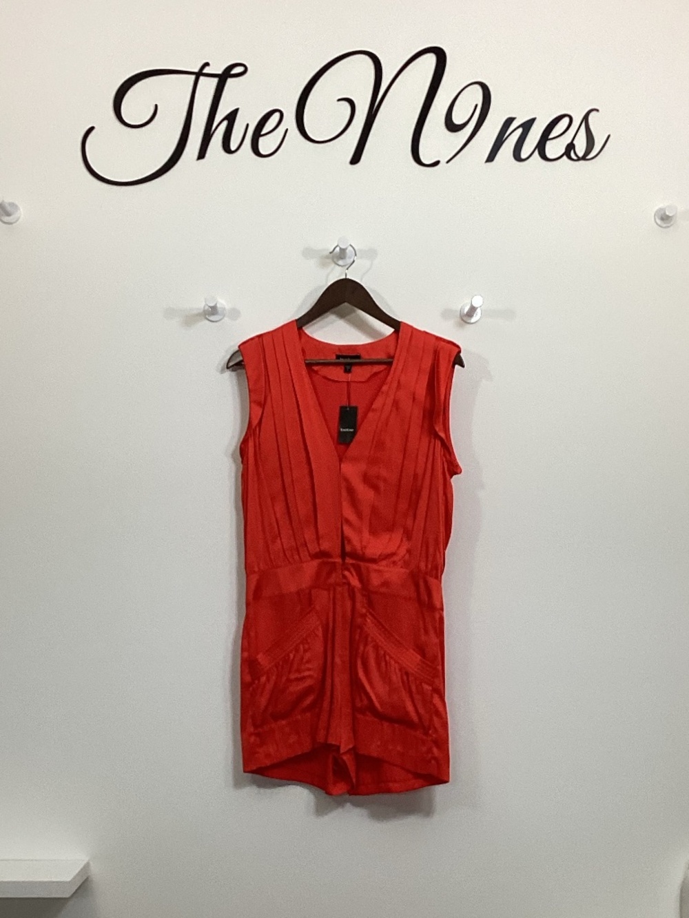 Bebe Poppy Red/Orange Silky Romper NWT Medium